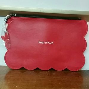 Red "Keep It Real" Scalloped clutch